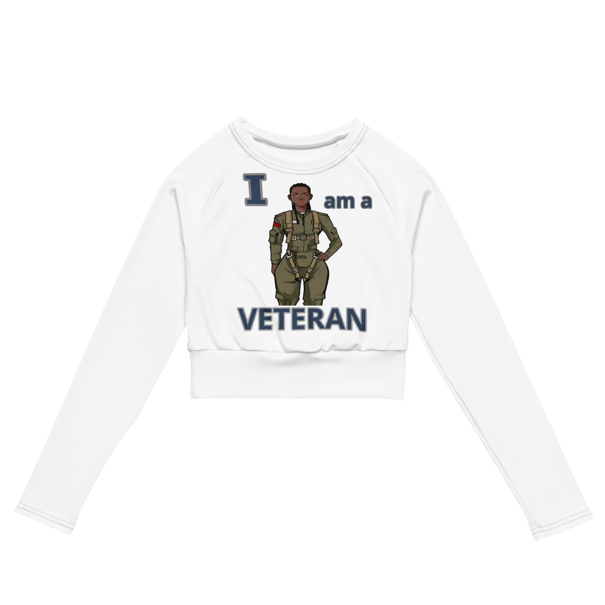 I AM A VETERAN TOO SIKS Recycled Long-Sleeve Crop Top