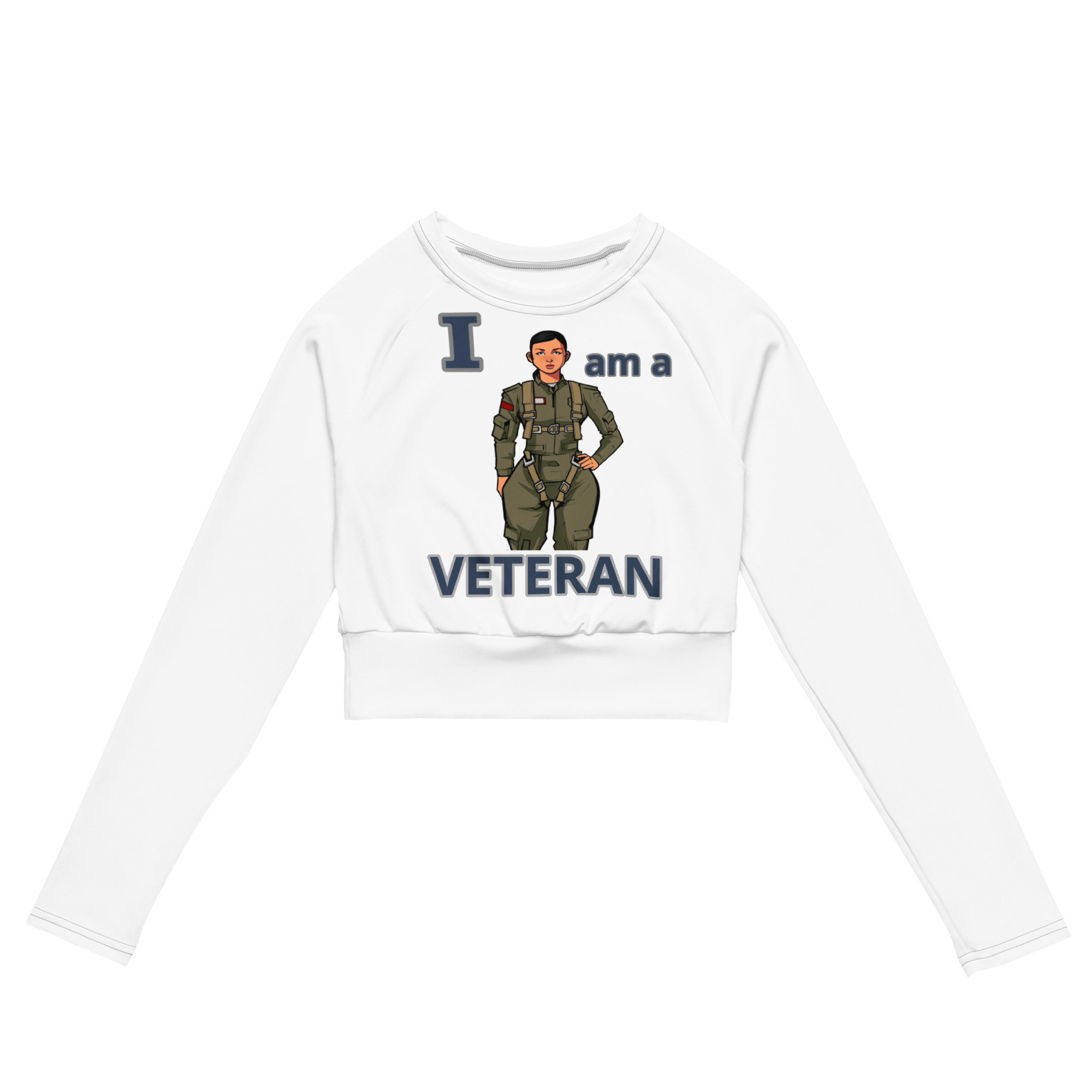 I AM A VETERAN TOO SIKS Recycled Long-Sleeve Crop Top
